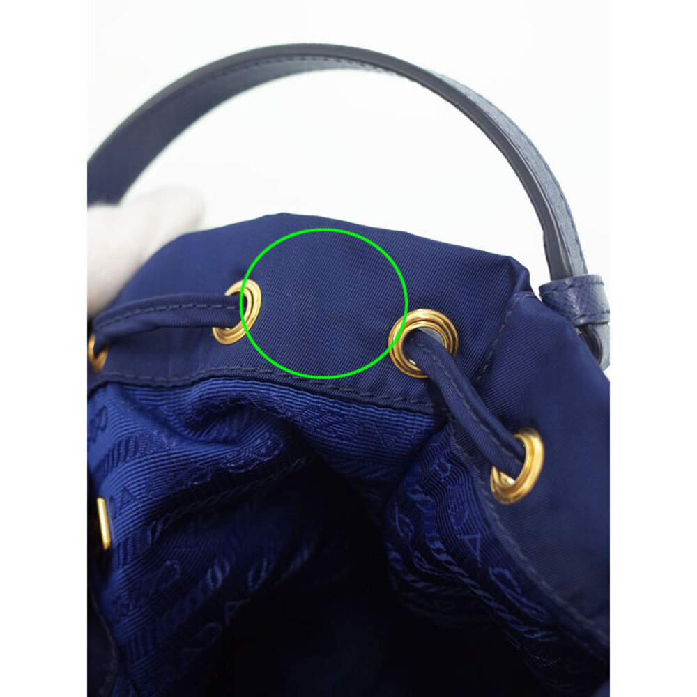 Prada Duet ReNylon Bucket Bag navy blue regenerated nylon leather trim - Picture 4 of 9